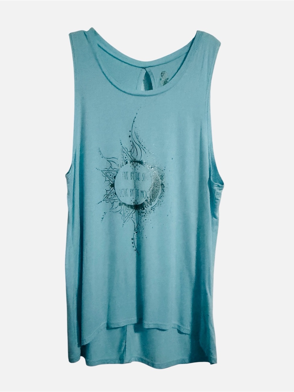Gaiam Ana Harmony graphic print yoga tank top in a light teal blue color - XL